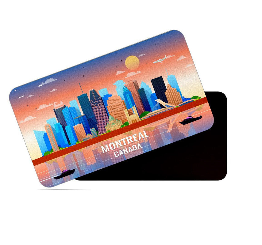 dhcrafts Rectangular Rubber Fridge Magnet / Magnetic Card Multicolor Canada Montreal Design Pack of 1 (8.6cm x 5.4cm)
